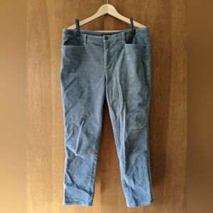 Talbots grey blue Simply Flattering 5-pocket corduroy pants, size 14P